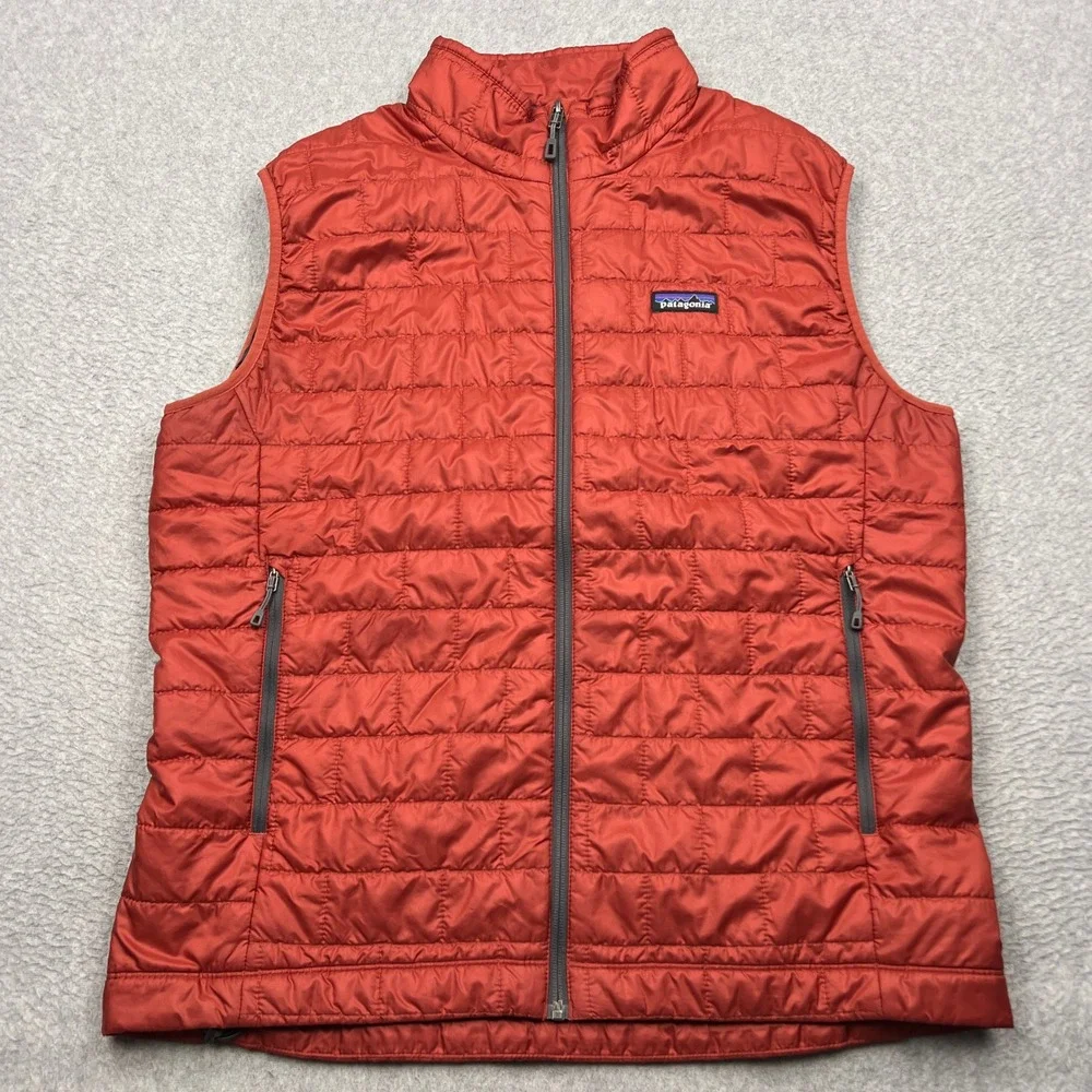 Patagonia Nano Puff Vest Mens Large Red Quilted Full Zip Primaloft Puffer 84242